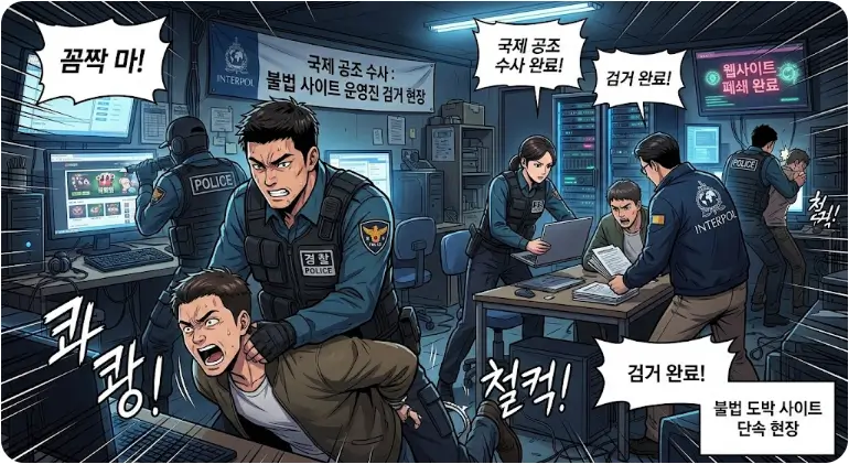 국제 공조 수사를 통한 불법 사이트 검거 현장 사례