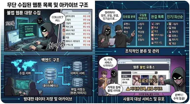 이미지1: 무단 수집된 웹툰 목록